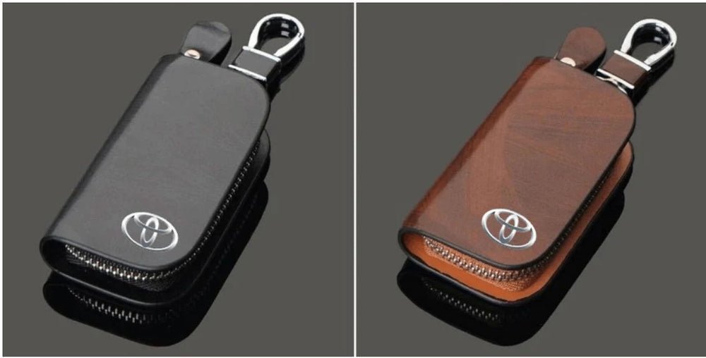 Car Logo Leather Wood Texture Car Key Case