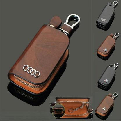 Car Logo Leather Wood Texture Car Key Case