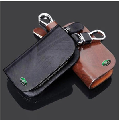 Car Logo Leather Wood Texture Car Key Case
