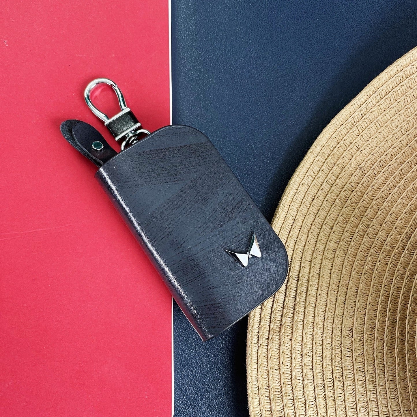 Car Logo Leather Wood Texture Car Key Case