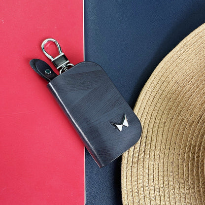 Car Logo Leather Wood Texture Car Key Case