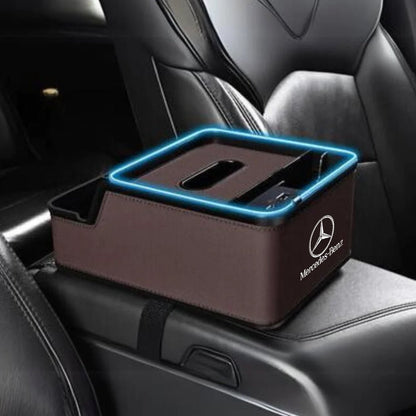 Car Logo LED Light Phone Charging Storage Box