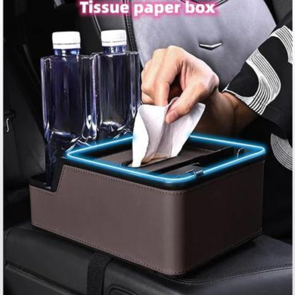 Car Logo LED Light Phone Charging Storage Box