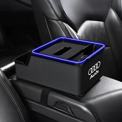 Car Logo LED Light Phone Charging Storage Box