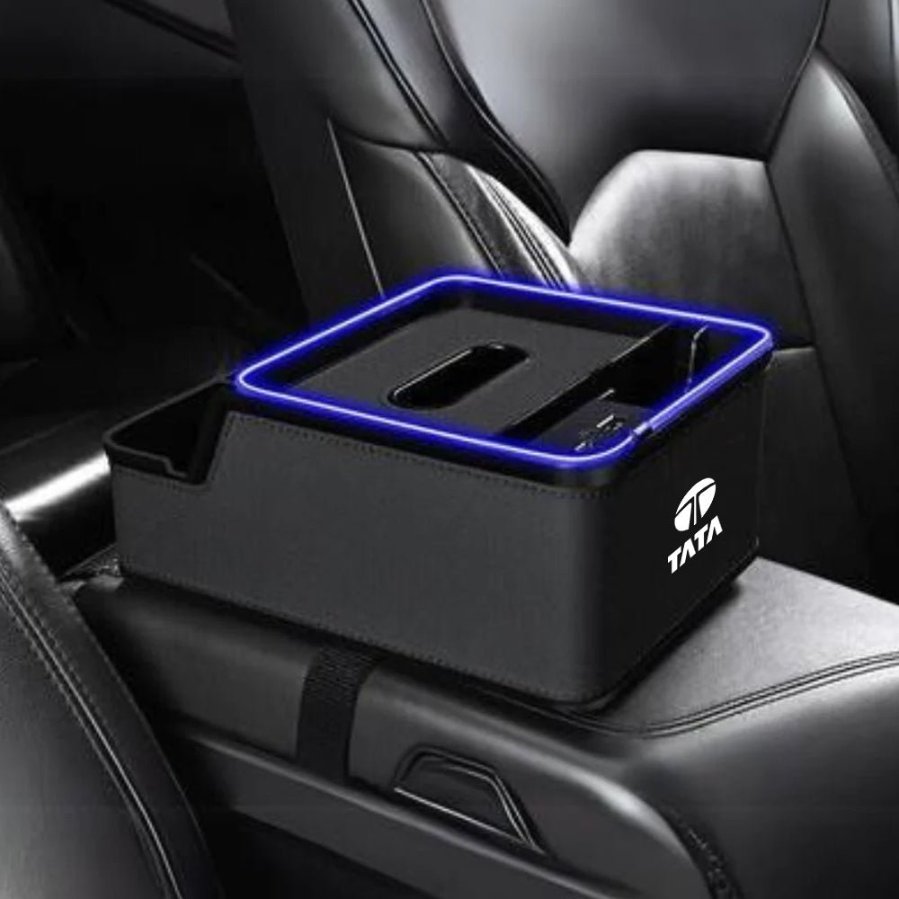 Car Logo LED Light Phone Charging Storage Box