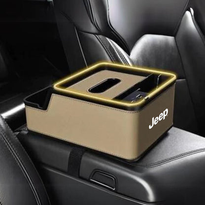 Car Logo LED Light Phone Charging Storage Box