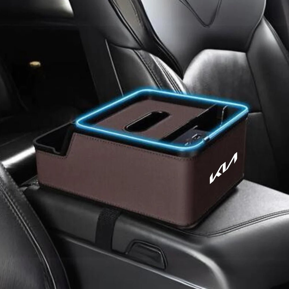 Car Logo LED Light Phone Charging Storage Box