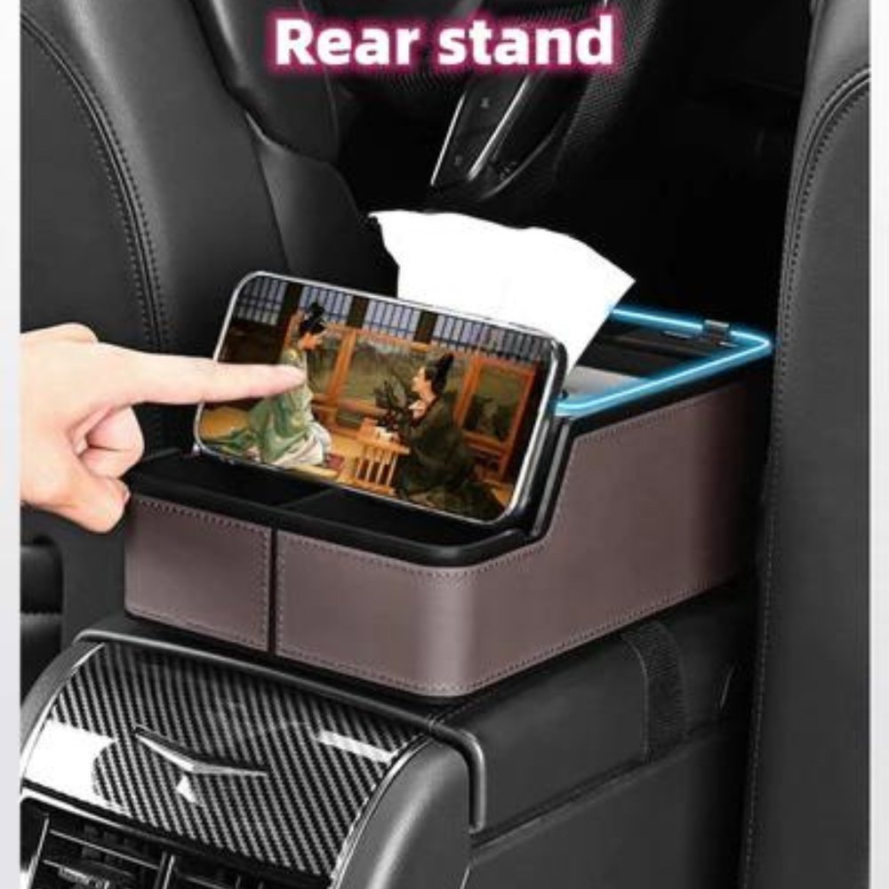 Car Logo LED Light Phone Charging Storage Box