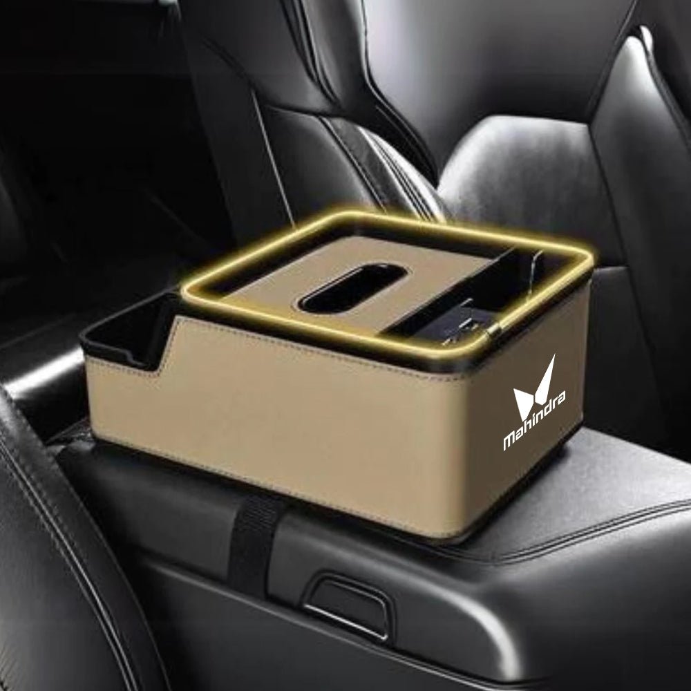 Car Logo LED Light Phone Charging Storage Box