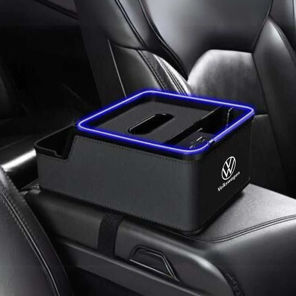 Car Logo LED Light Phone Charging Storage Box