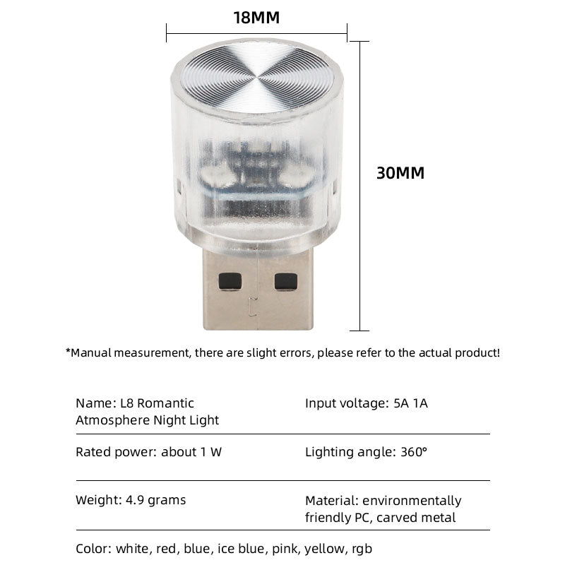 Car Mini USB LED Decorative Lamp