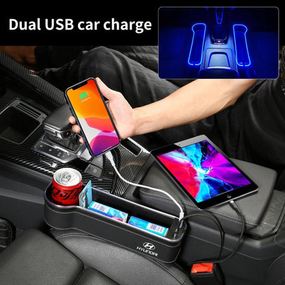 Car Storage Box With Led Light And Two USB Charging Point