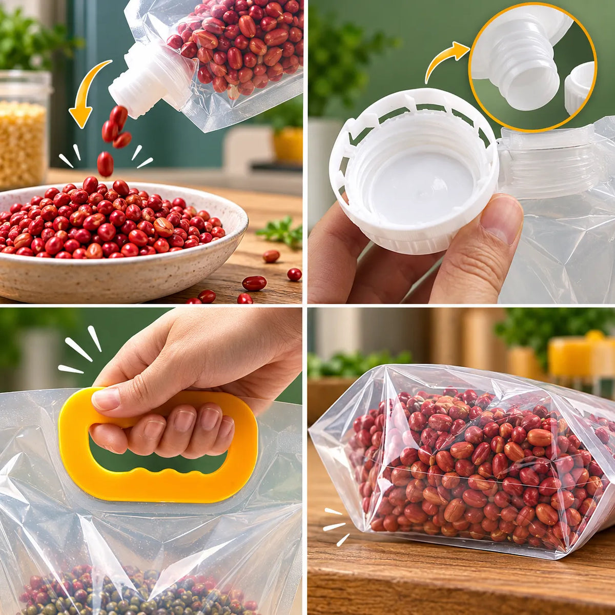 Reusable Kitchen Storage Pouches | Airtight & Easy Pour Design | 70% OFF 🔥