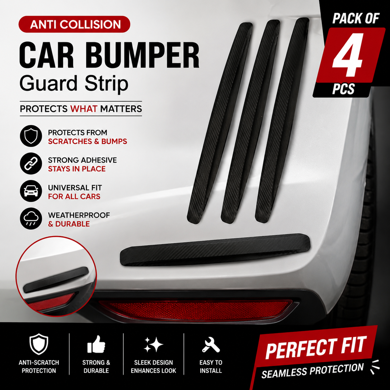 Universal Car Bumper Protection | Scratch & Impact Protection | 50% OFF Today Only (Pack Of 4)💥