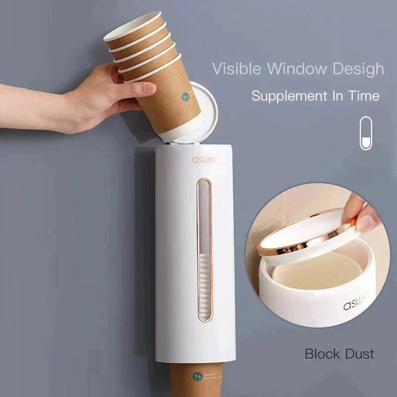 Disposable Cup Holder Automatic Cup Dispenser Wall Mounted Water Dispenser Cup Holder Cup Container Paper Cup