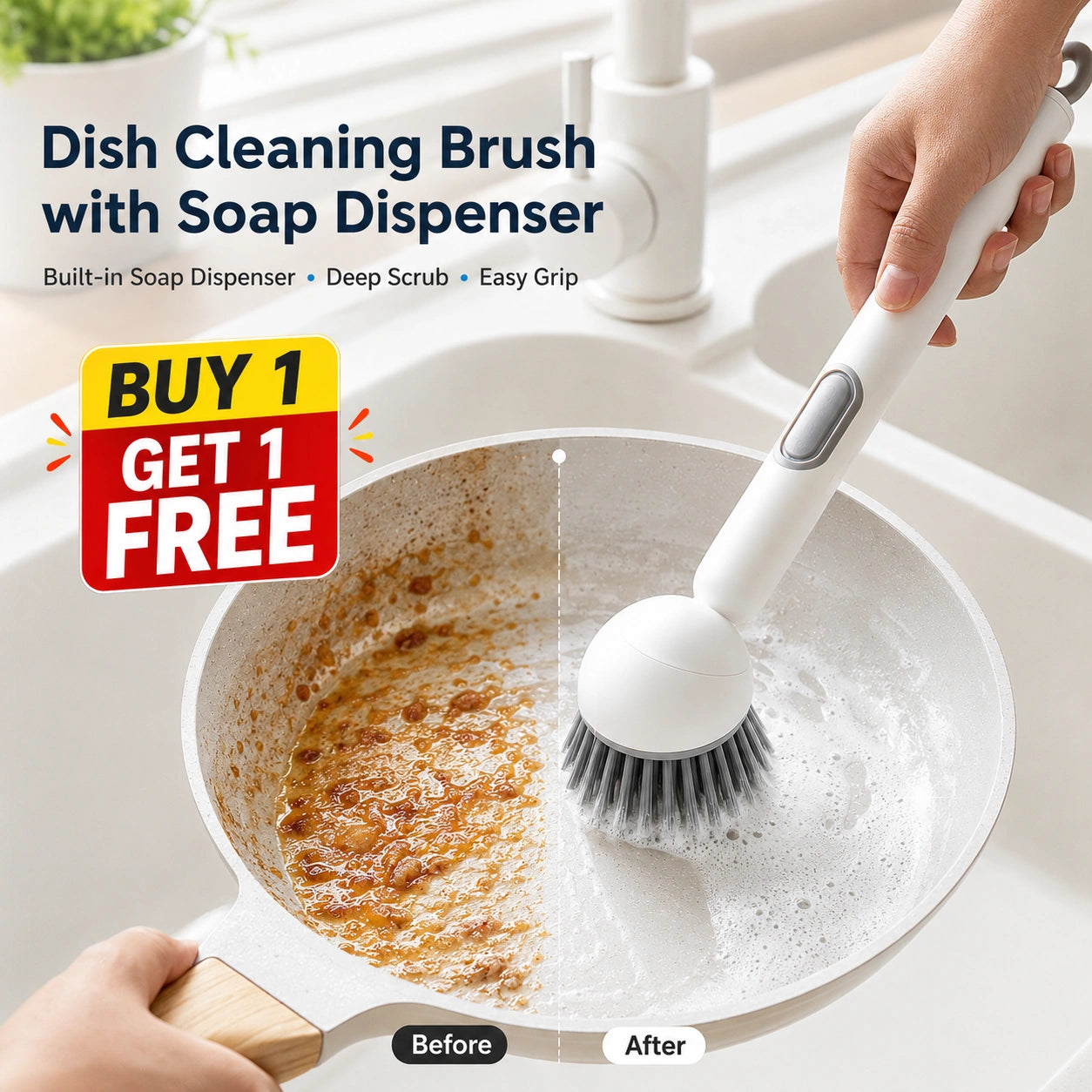 Soap Dispensing Cleaning Brush | Built-In Liquid Dispenser | 60% OFF 🔥