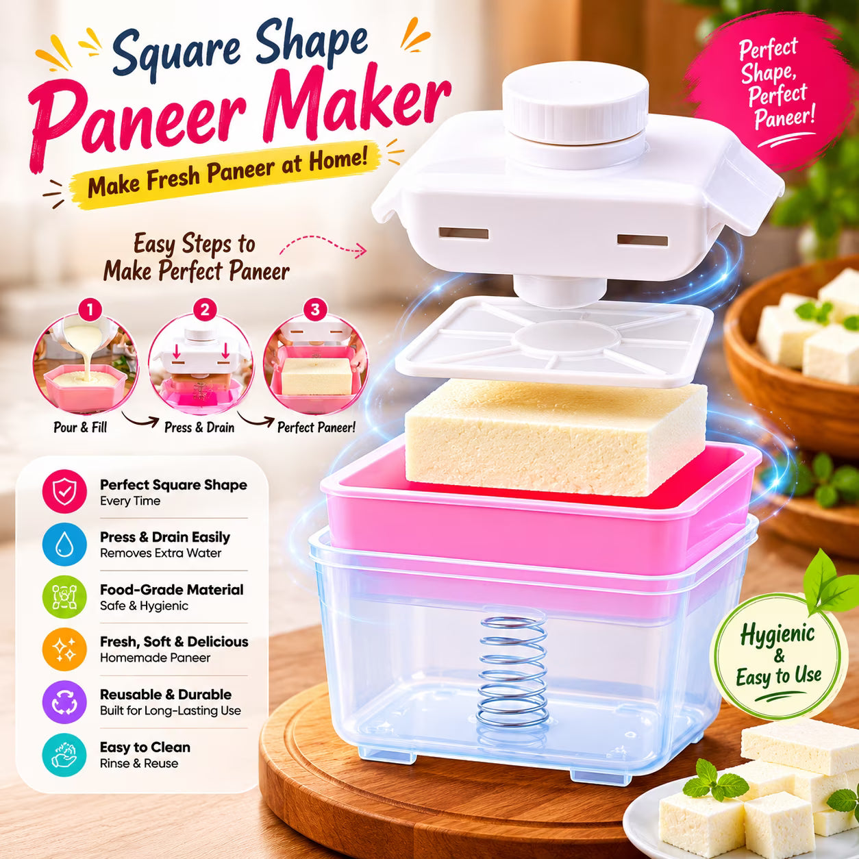 Square Shape Paneer Maker Mould | 60% Off🔥