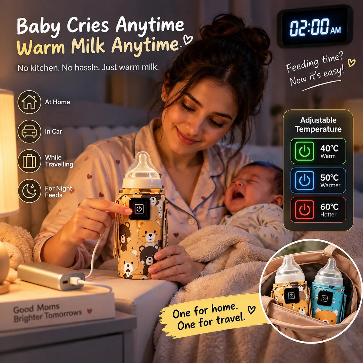 Baby Bottle Warmer | Portable Milk Warmer |Buy 1 Get 1 Free 🔥