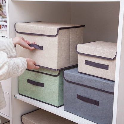 Fabric Foldable Storage Box With Lid