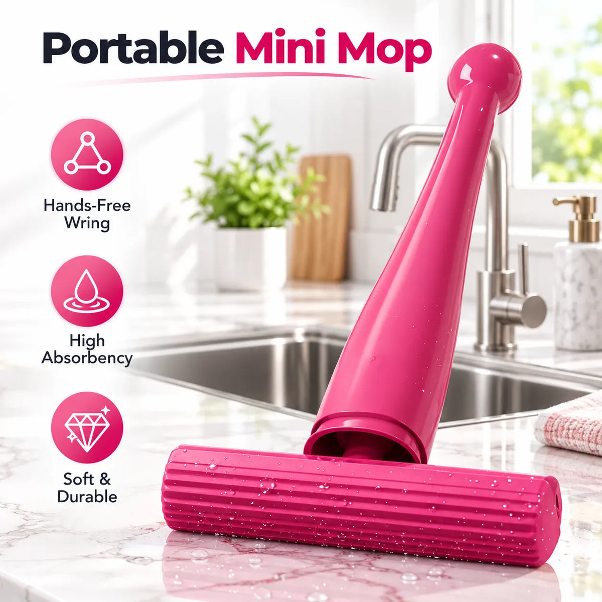 Multipurpose Mini Sponge Mop | Super Absorbent &amp; Reusable Cleaning Tool