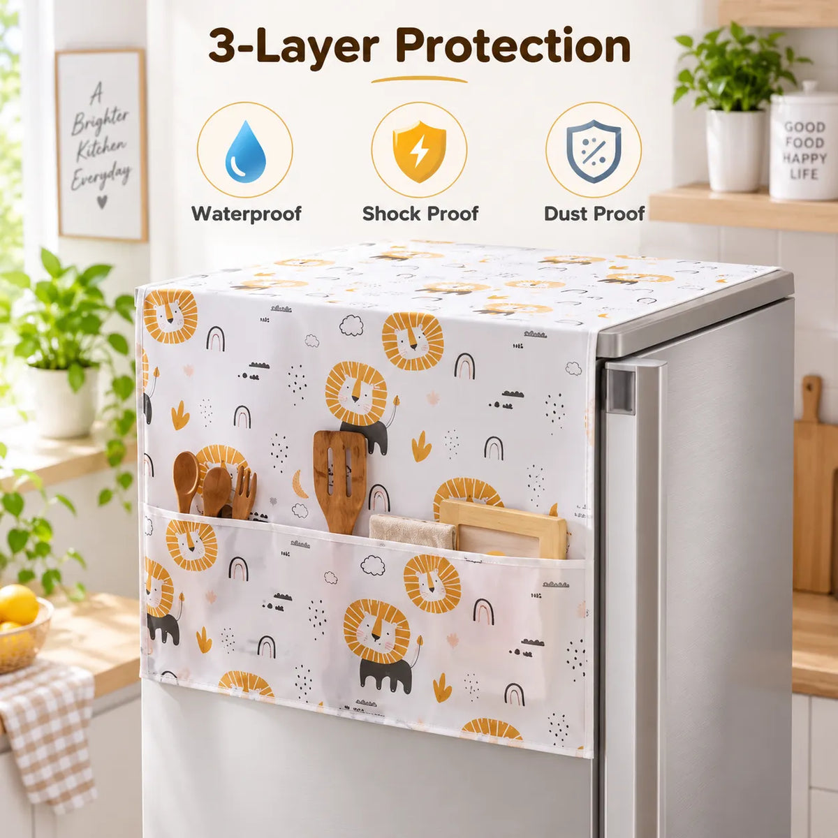 Fridge Cover with 6 Pockets | Waterproof & Dust Protection | Buy 1 Get 1 Free🔥