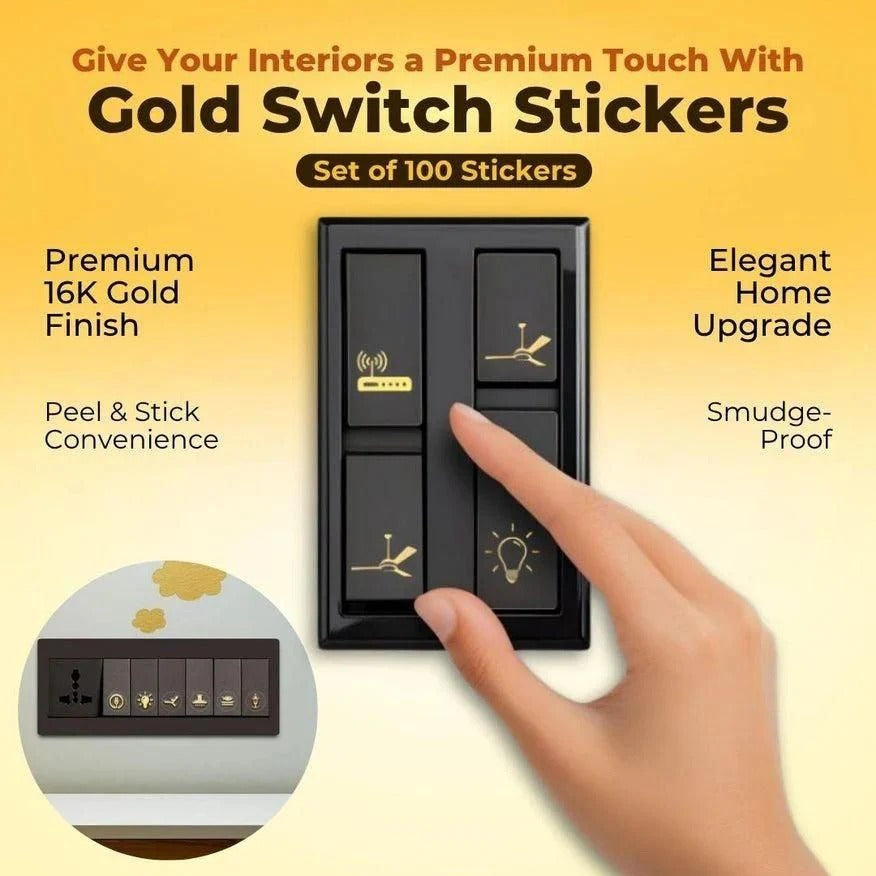 Gold Switch Board Stickers | 🔥Buy 1 Get 1 Free 🔥