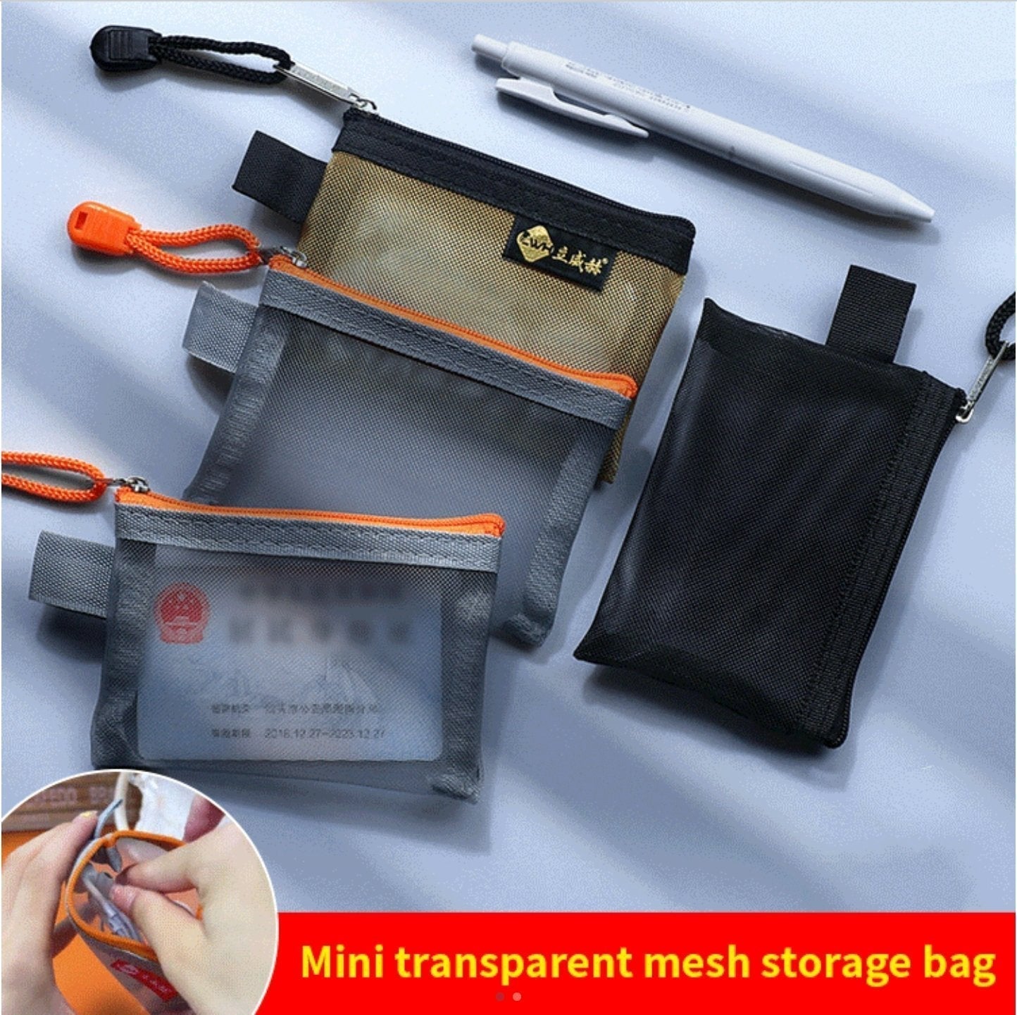 Mini Mesh Zip Card Coin Storage Bag - 50% OFF