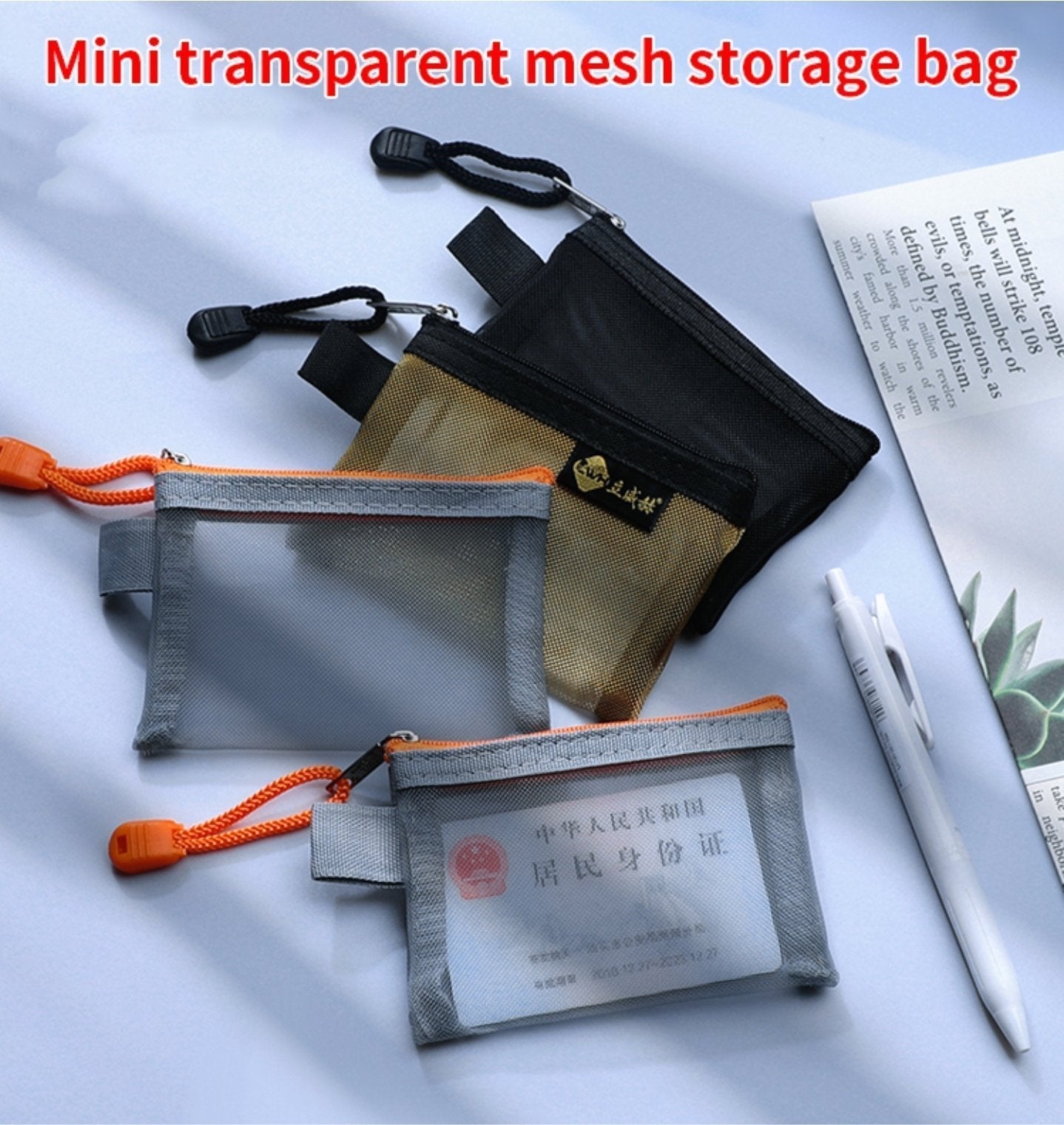 Mini Mesh Zip Card Coin Storage Bag - 50% OFF