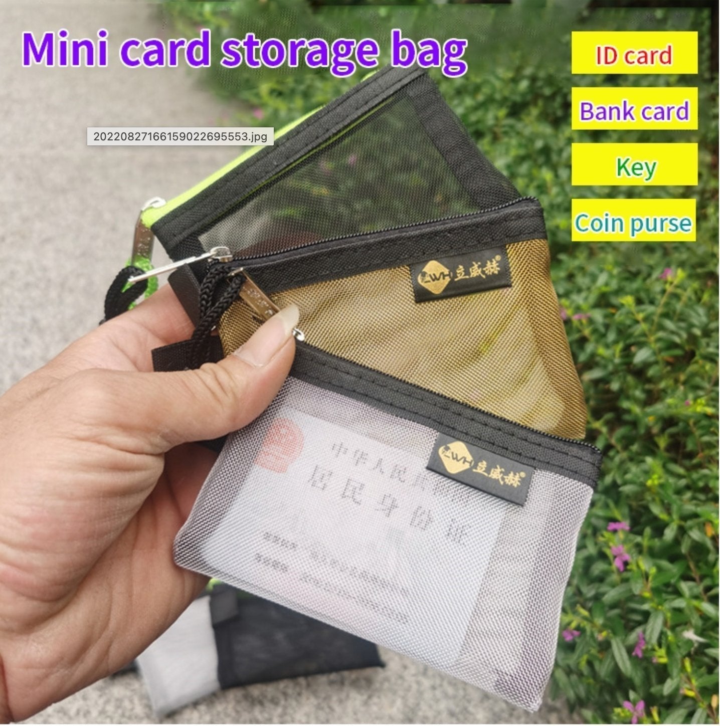 Mini Mesh Zip Card Coin Storage Bag - 50% OFF