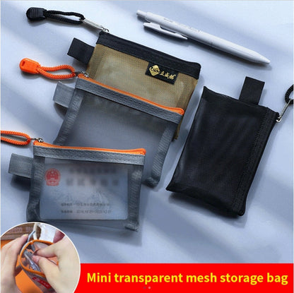 Mini Mesh Zip Card Coin Storage Bag