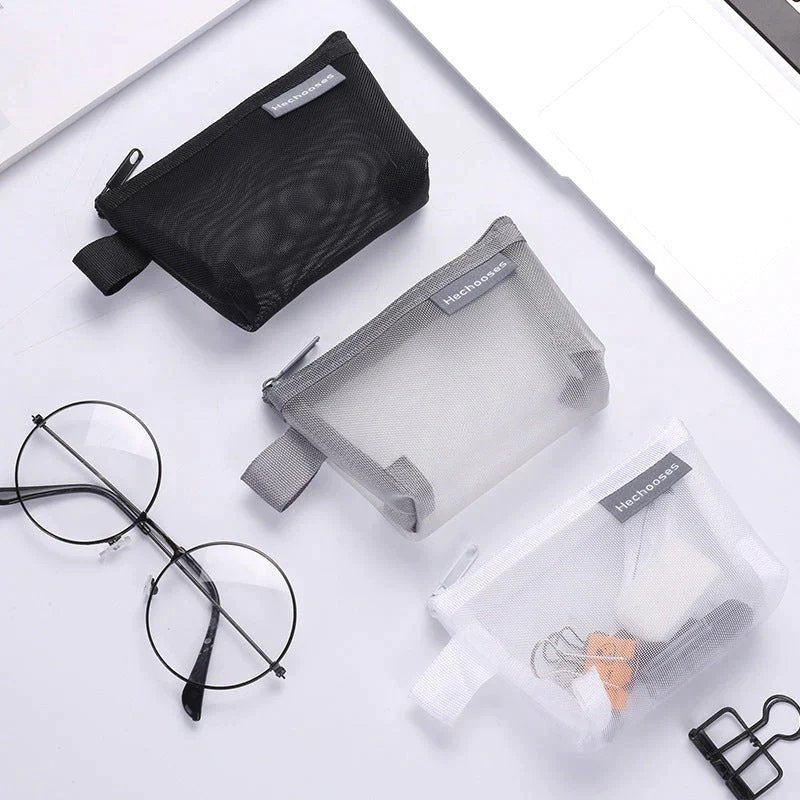 Portable Mini Mesh Card, Coin, Cosmetic Storage Bag - Free Shipping + Cod Available