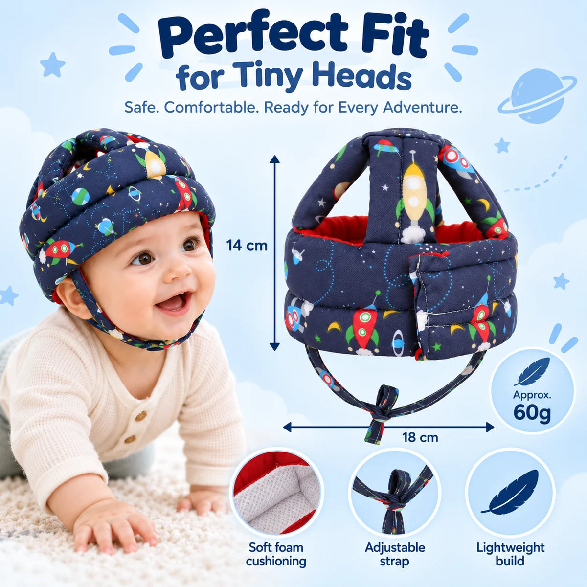 Baby Head Protector | Soft & Lightweight Safety Helmet | Buy 1 Get 1 Free🔥